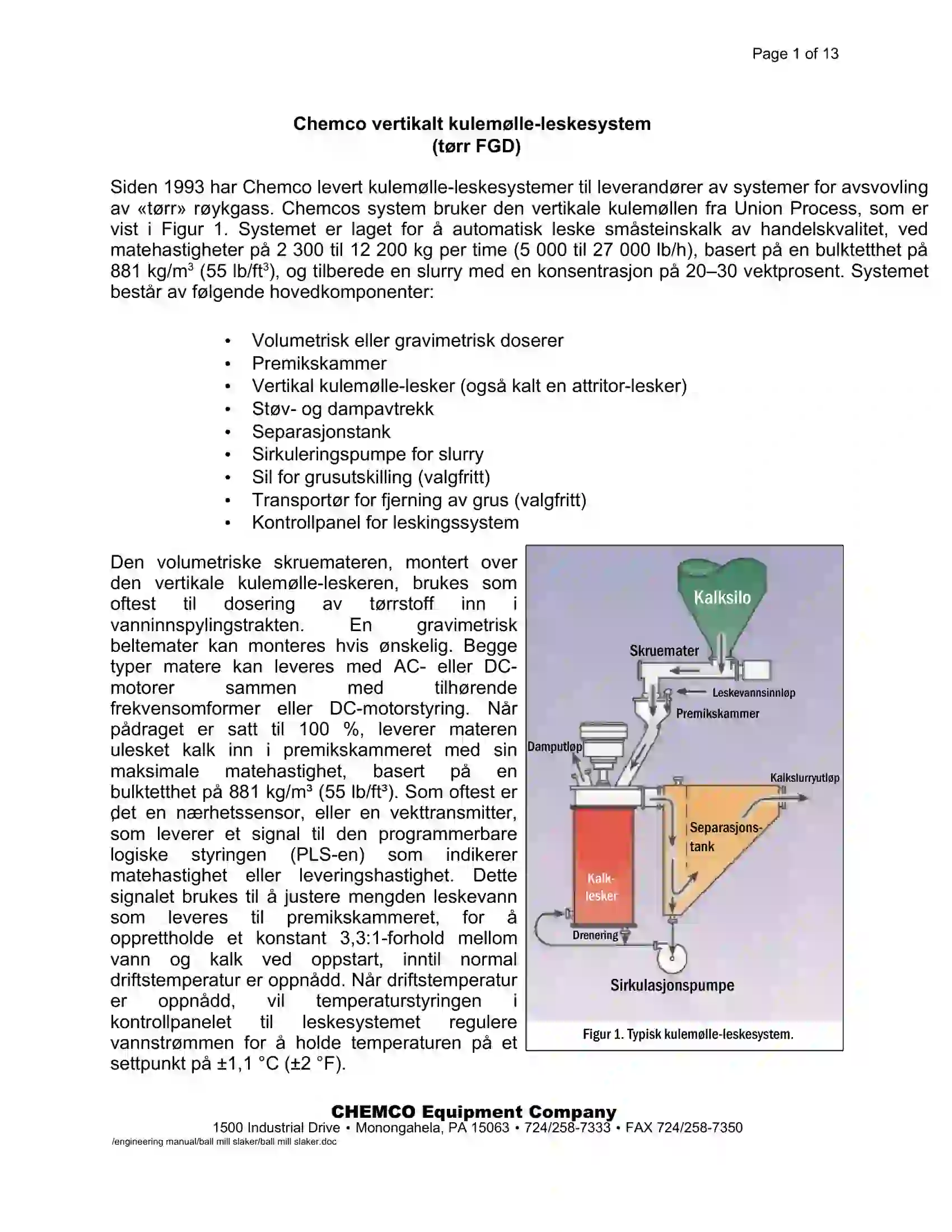 Chemco manual excerpt translated to Bokmål