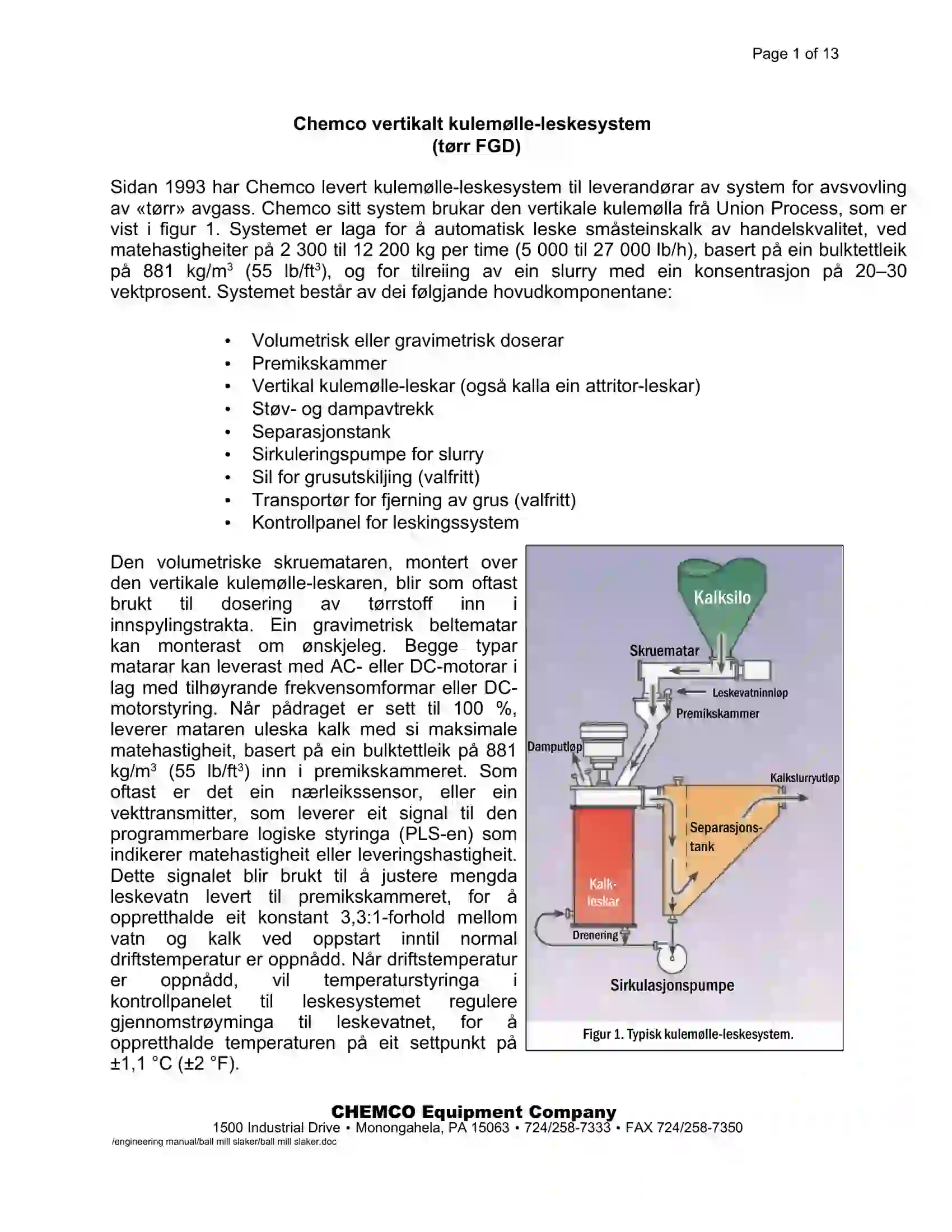 Chemco manual excerpt translated to Nynorsk